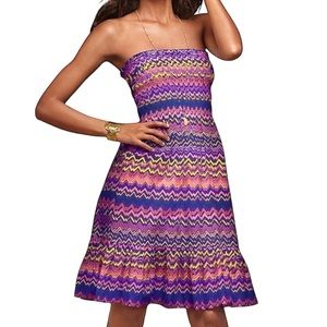 Vintage Ludi Purple Pink Chevron Sleeveless Lined Boho Dress Womens Size Medium